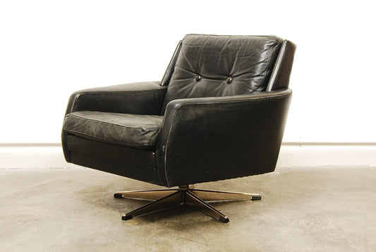 Low back leather swivel chair