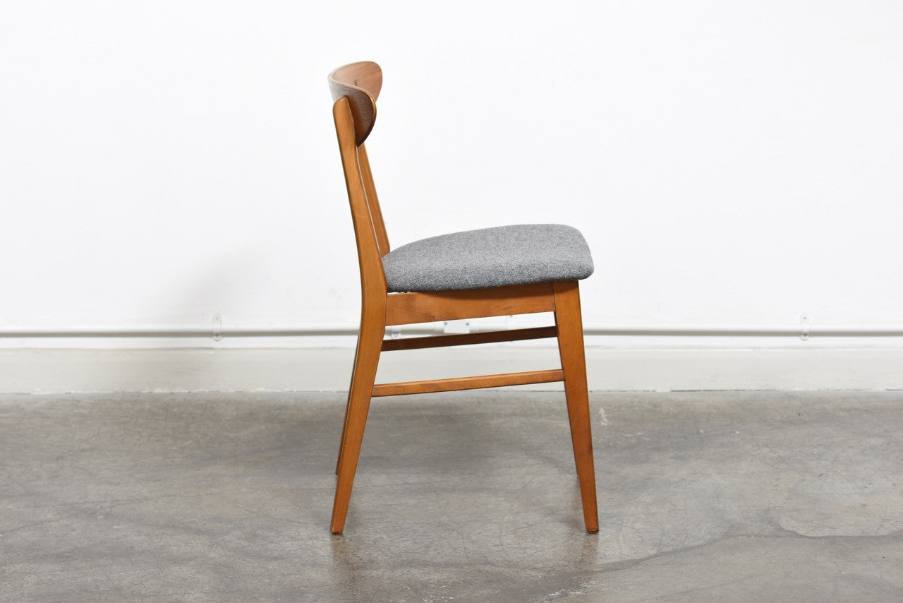 Four available: Teak + beech dining chairs by Farstrup