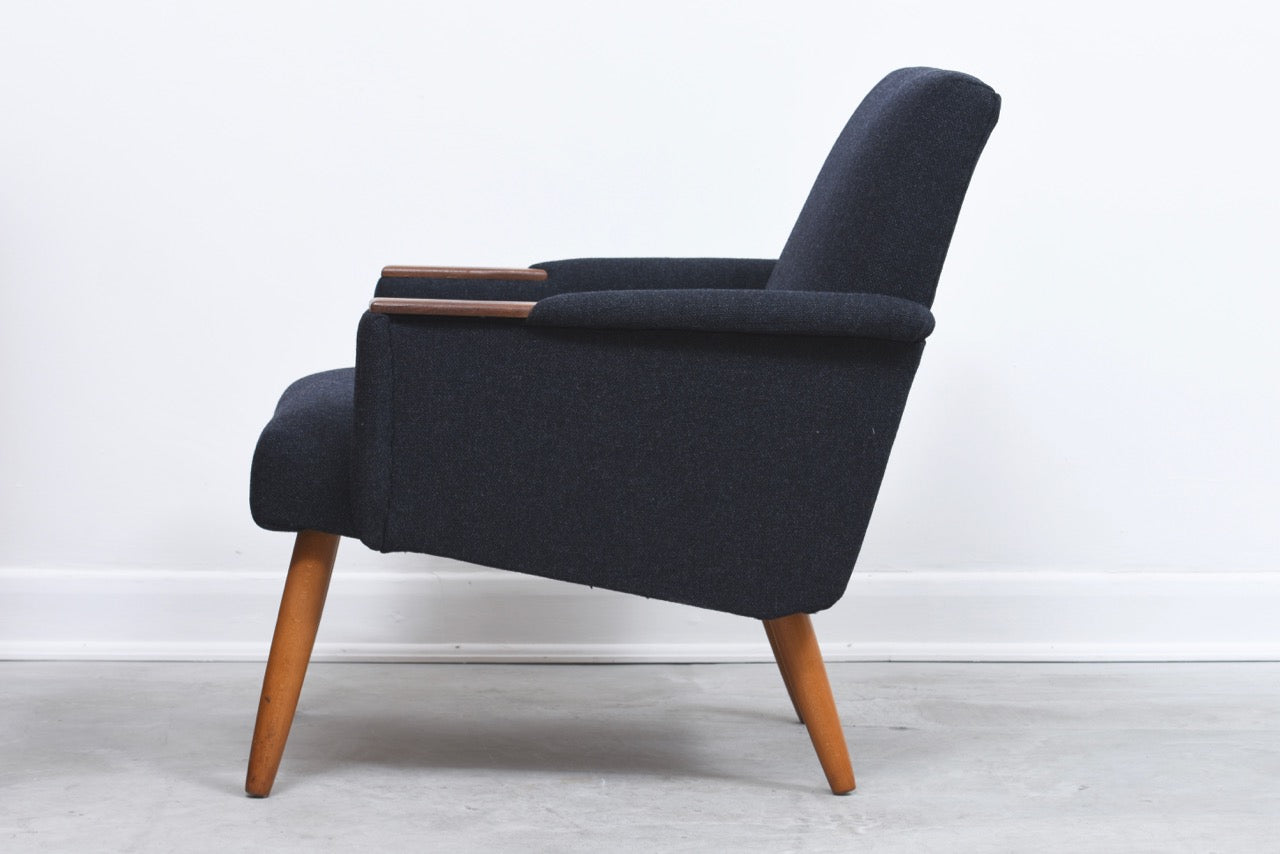 1960s Danish low back lounge chair with teak paws and beech legs