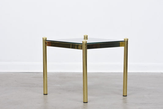 1970s brass + glass end table