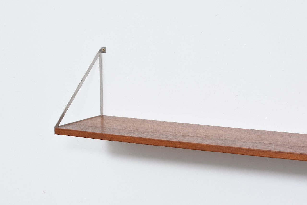 Two available: Teak floating shelf with metal brackets