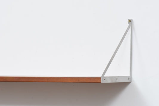 Two available: Teak floating shelf with metal brackets