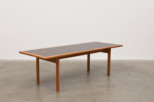 1970s tiled coffee table in oak