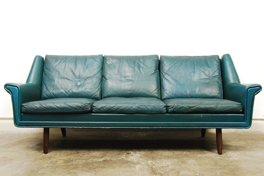 Petrol blue three seat sofa