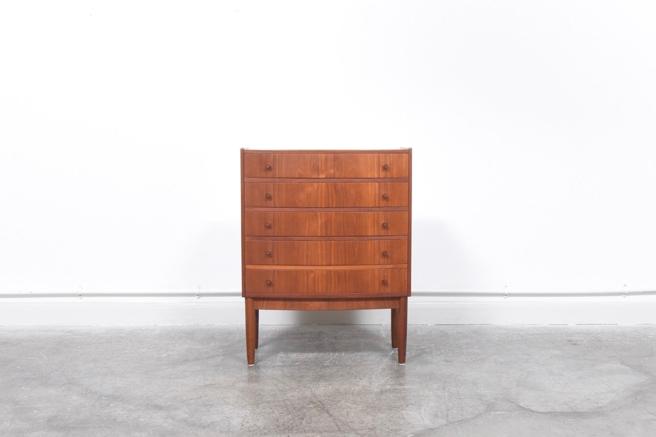 On sale: Bow-fronted teak chest by Bornholms Møbelfabrik