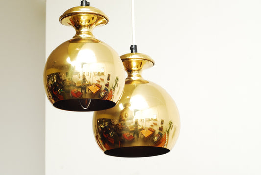 Brass bowl pendant light