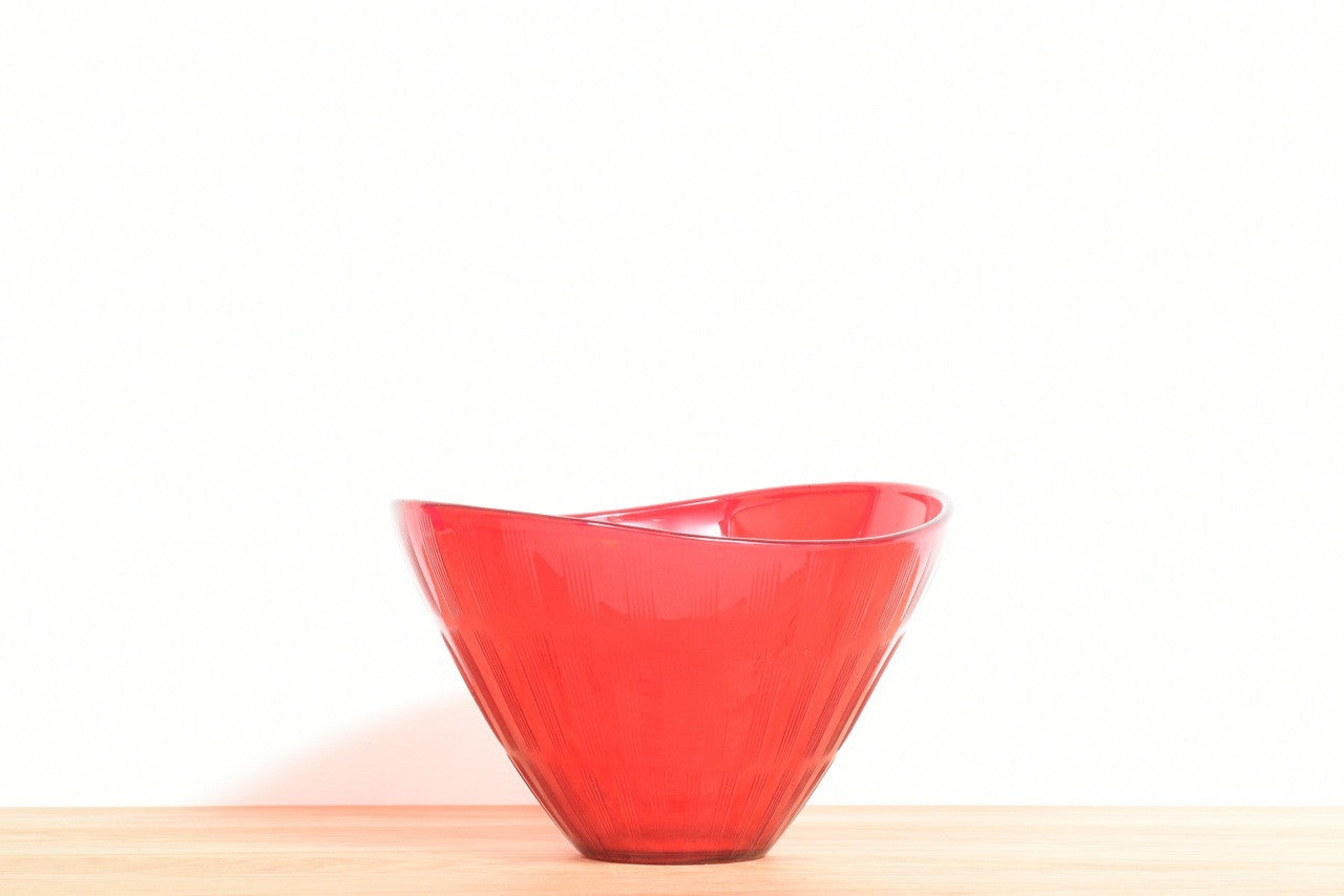 Red glass bowl