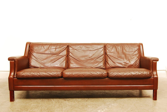 Brown leather sofa