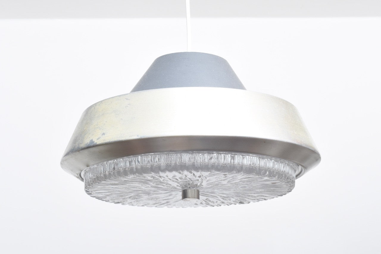 Cut glass spun aluminium ceiling light