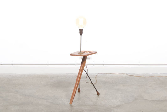 Teak smoking table / lamp