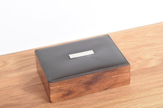 Rosewood + leather box