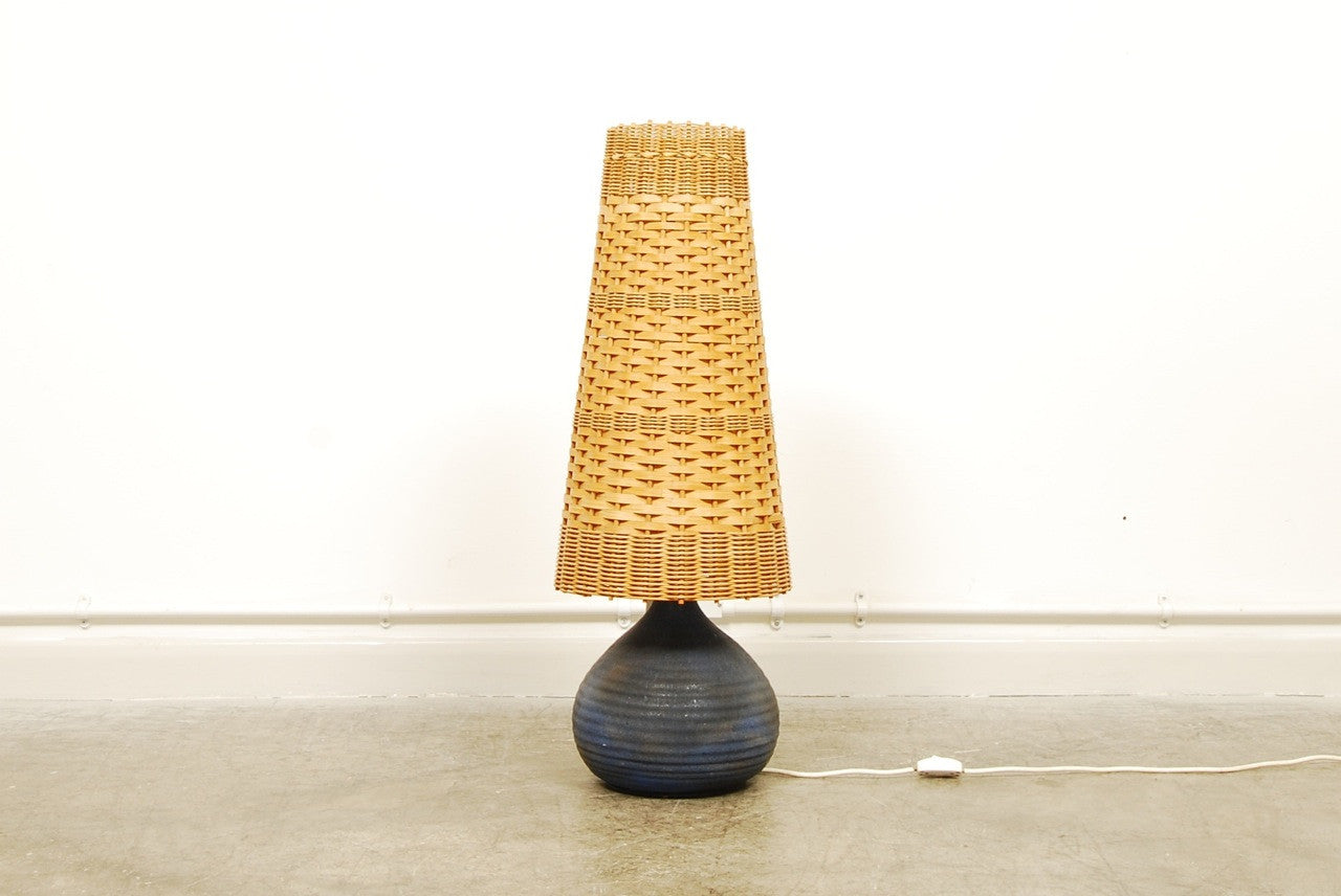 Swedish table lamp with wicker shade