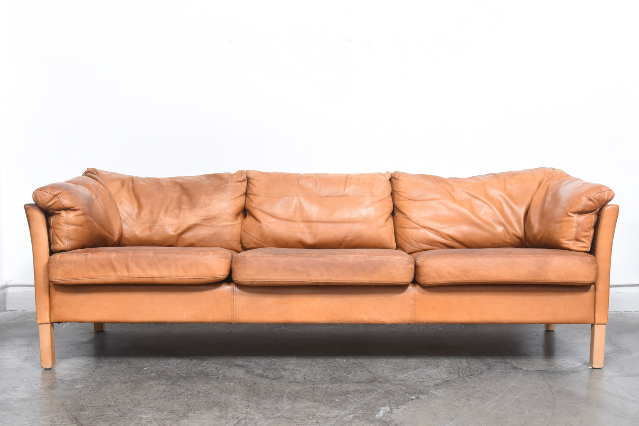 Tan leather three seater