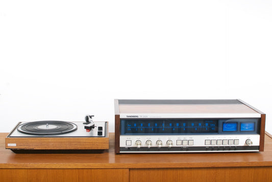 Vintage hifi set up in rosewood