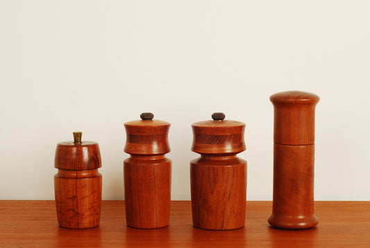 Solid teak pepper grinders