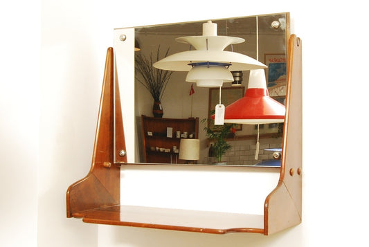 Shelf with mirror by Hans Wegner