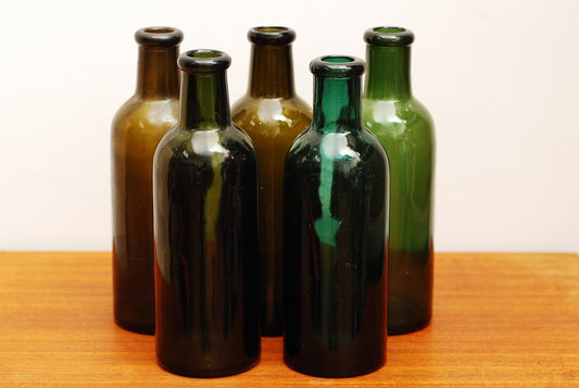 Green glass vases