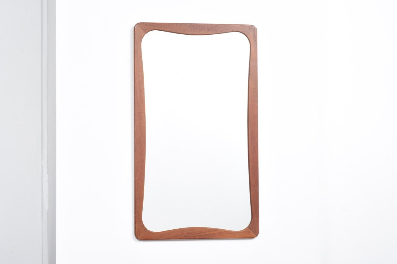 Teak mirror with rounded corners