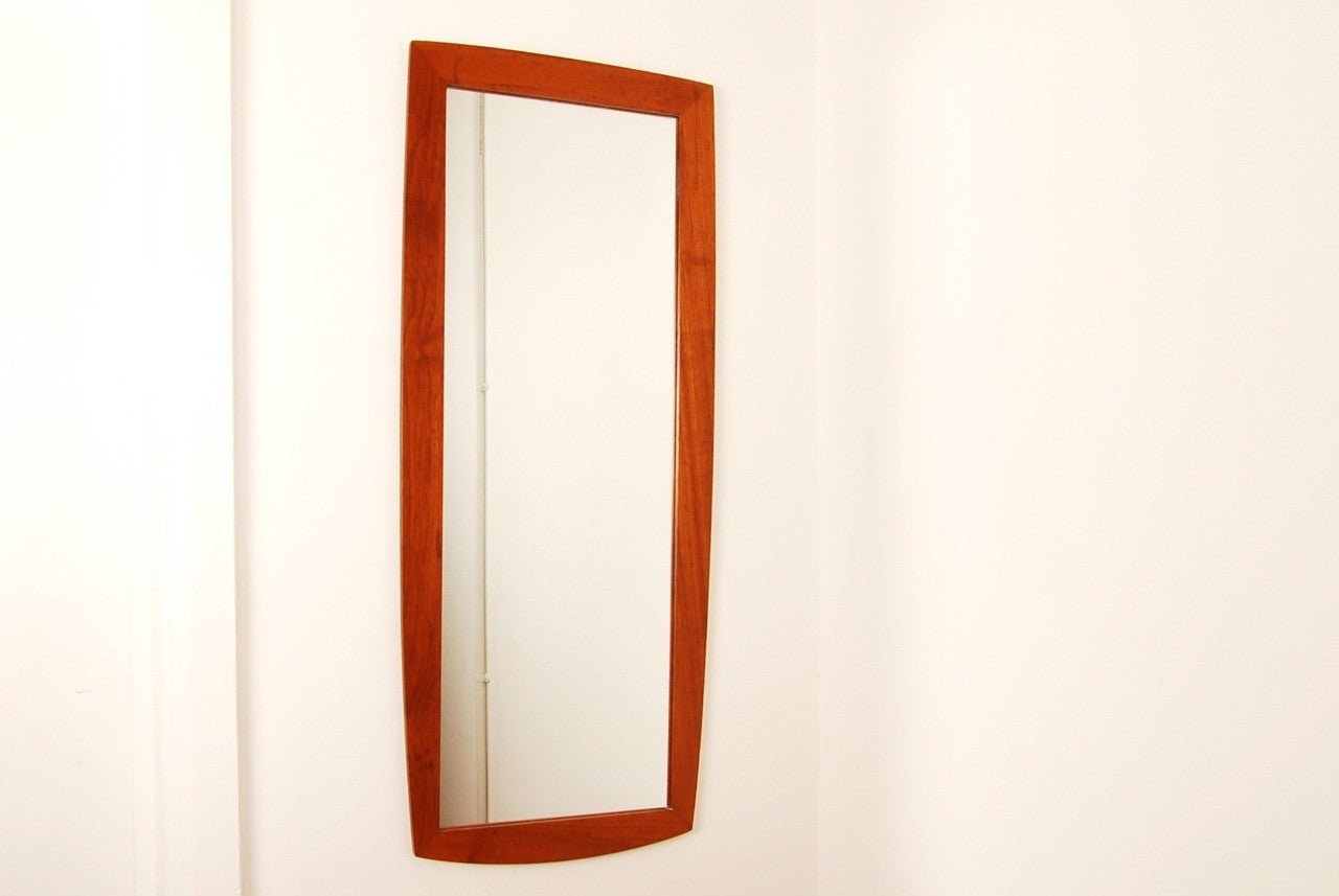 Narrow teak mirror