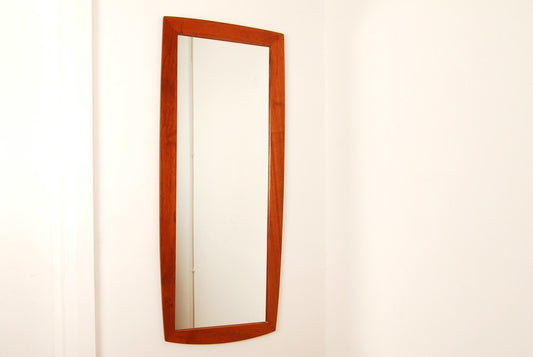 Narrow teak mirror