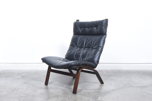 High back leather lounger by Farstrup