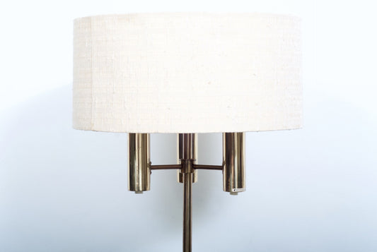 Brass floor lamp with three lights