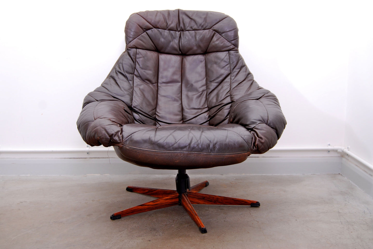 Leather bucket chair by H.W Klein