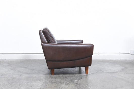 Brown leather lounger