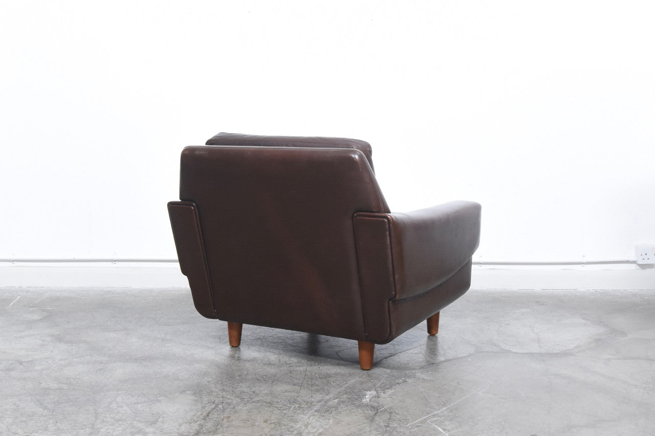 Brown leather lounger