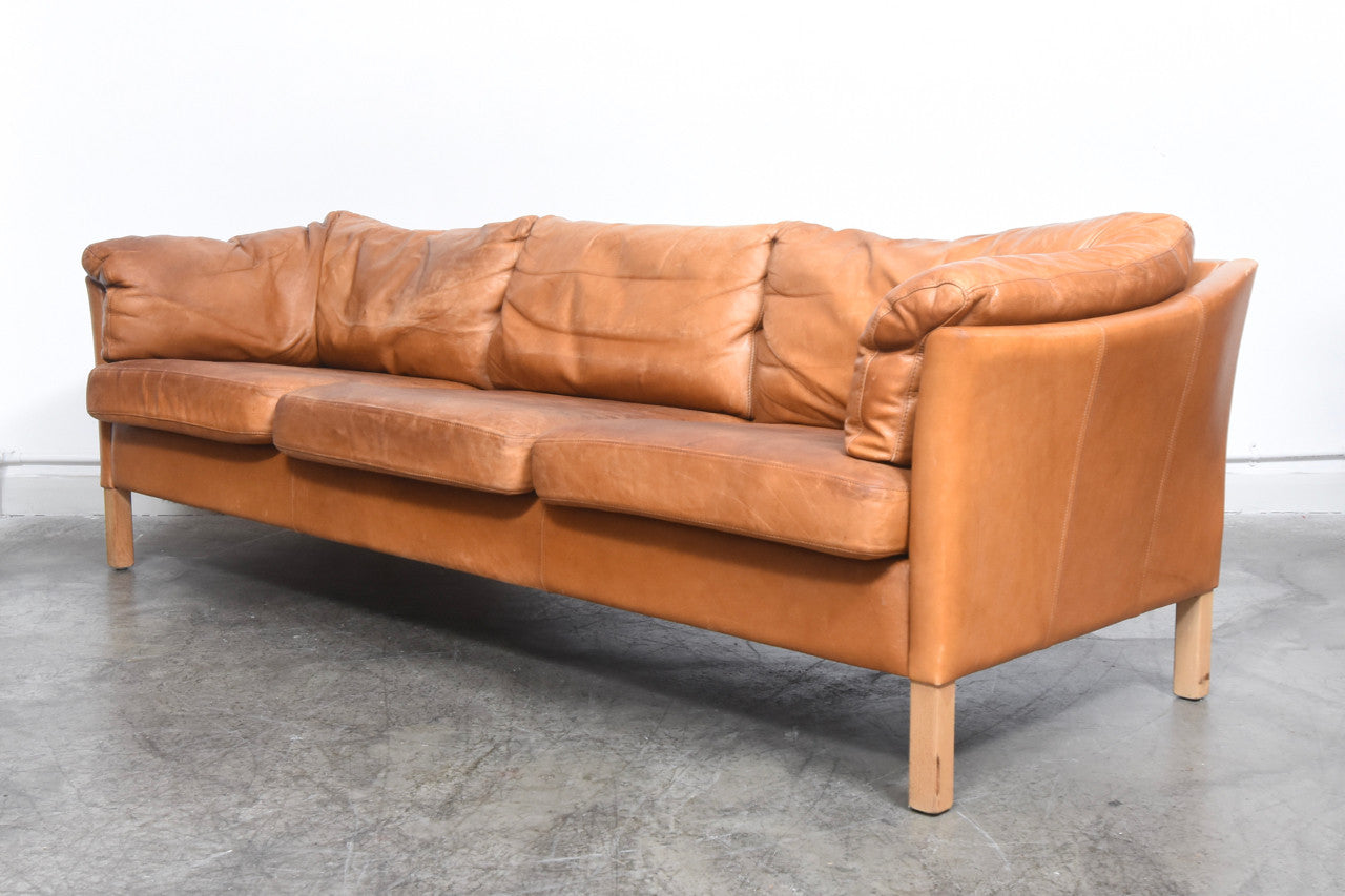 Tan leather three seater