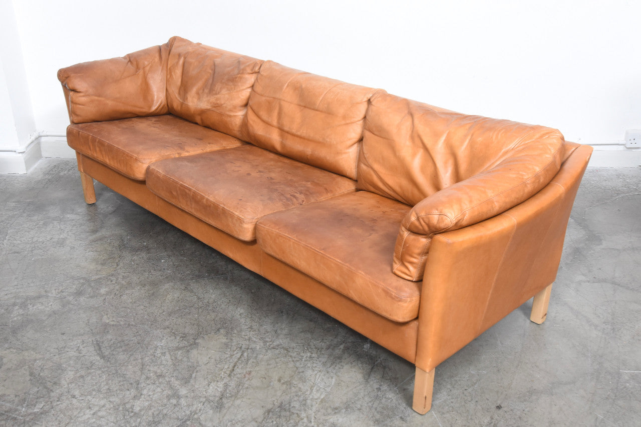 Tan leather three seater