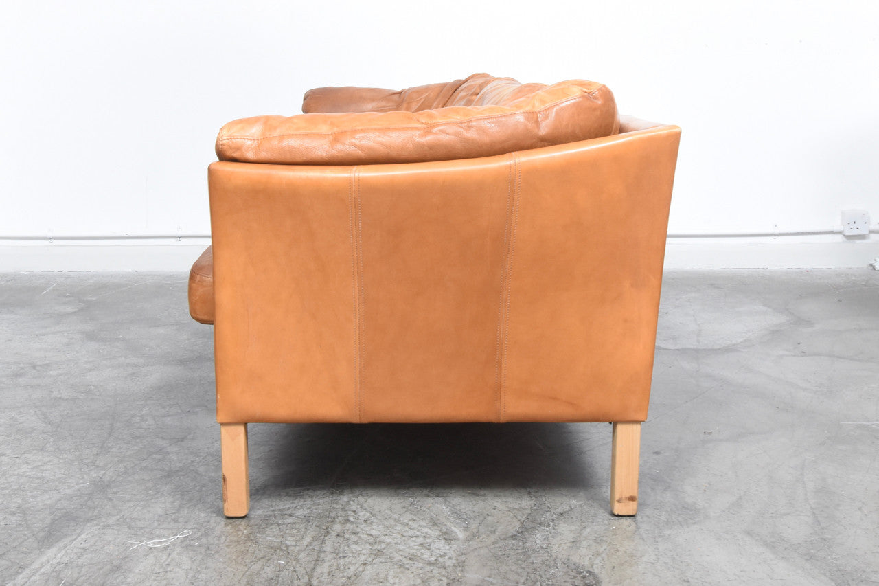 Tan leather three seater