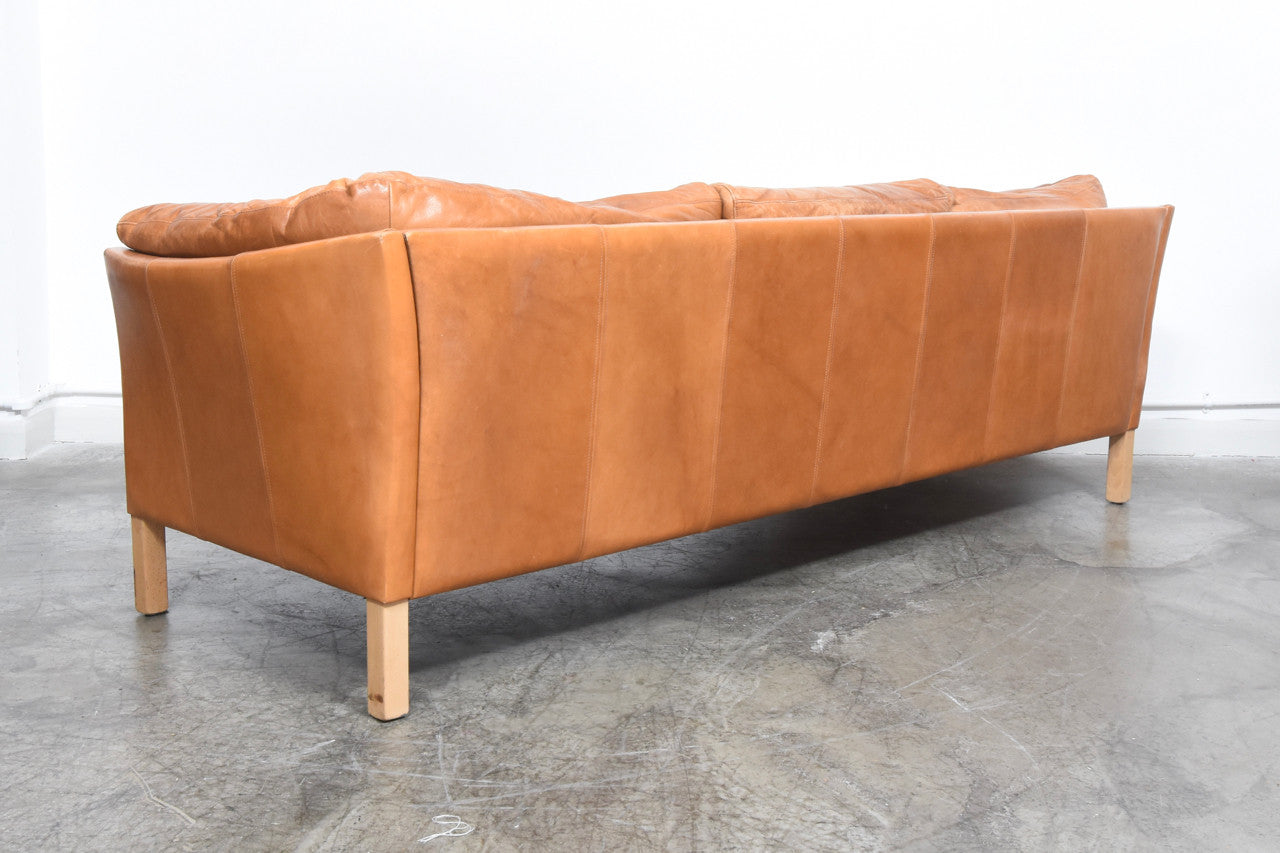 Tan leather three seater