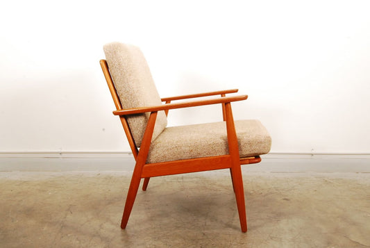 Teak lounge chair with wool cushions