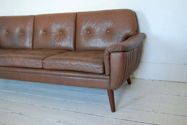 Chocolate three seater in leather