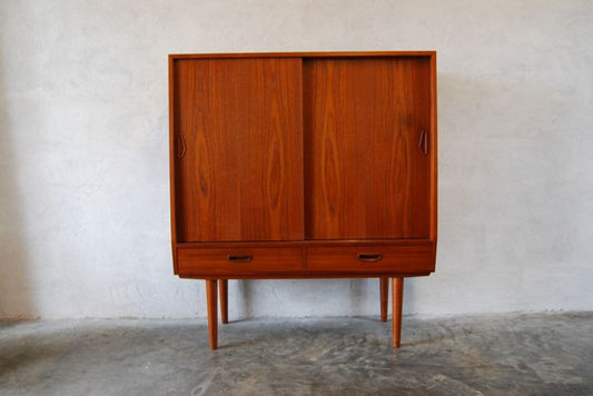 Highboard / converted vinyl storage cabinet in teak