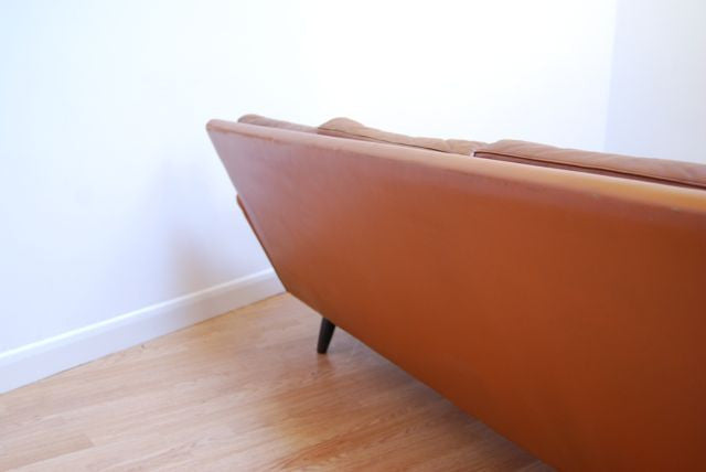 Three seat leather sofa in tan leather