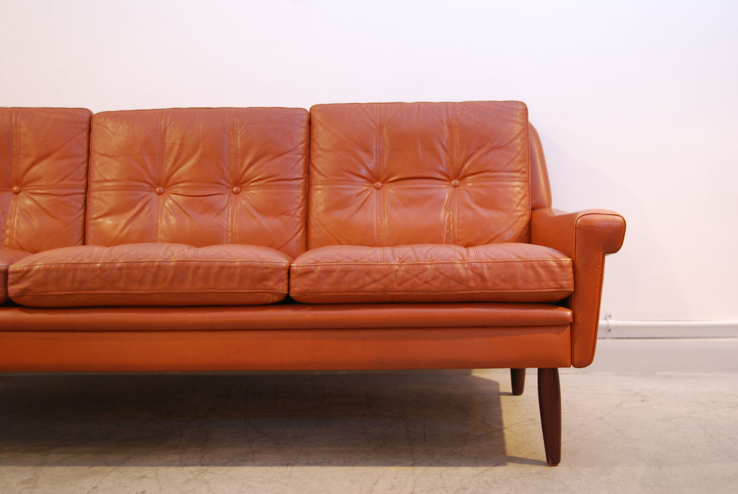Three seat leather sofa by Skipper