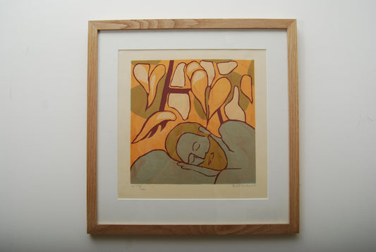 Framed lithographic print by Bodil Kaalund