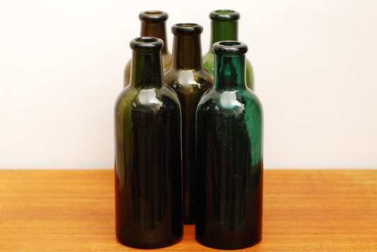 Green glass vases