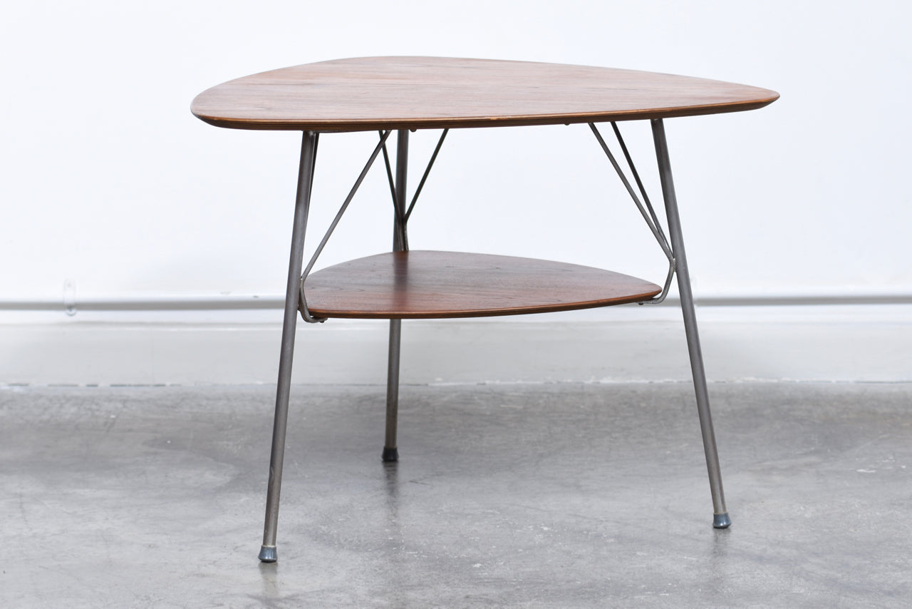 Teak coffee table with steel base