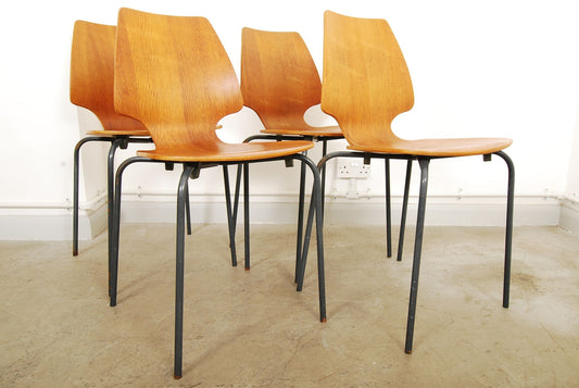 Teak ply stacking chairs