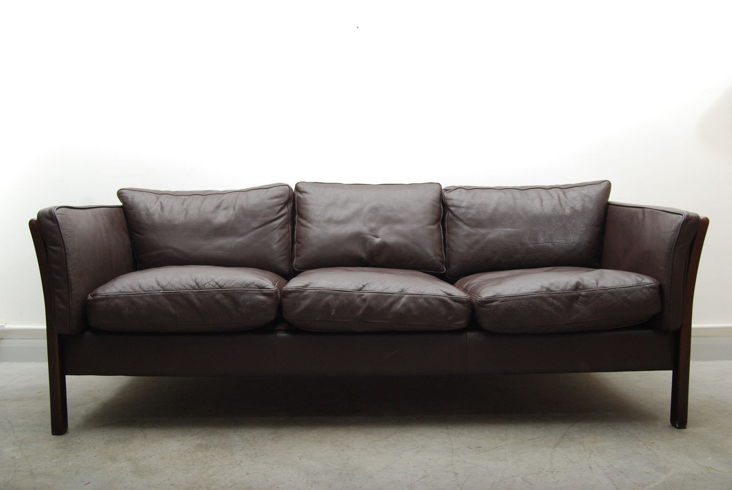 Three seat leather sofa with beech frame