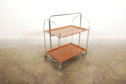 Folding tray trolley in teak and chrome by Gerlinol