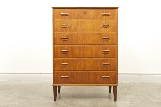 Teak chest of six drawers