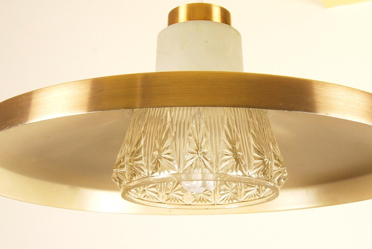 Glass and brass ceiling light