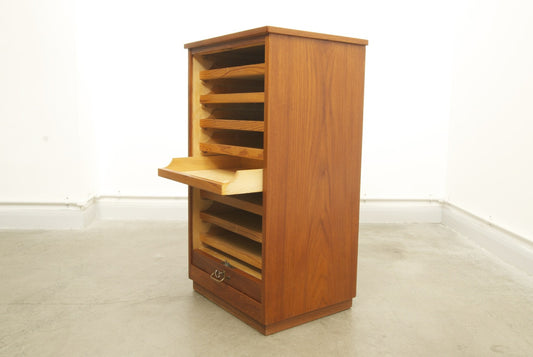 Teak filing unit w/ tambour door