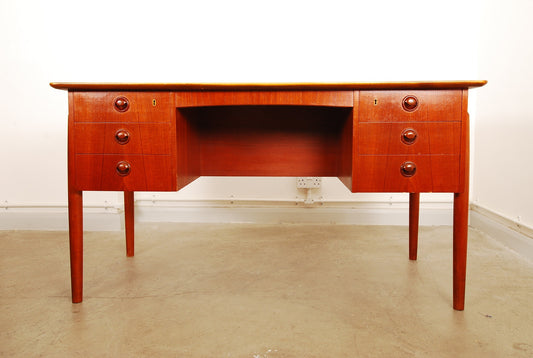 Twin pedestal teak desk