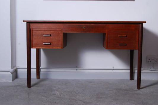 Teak desk with five drawers