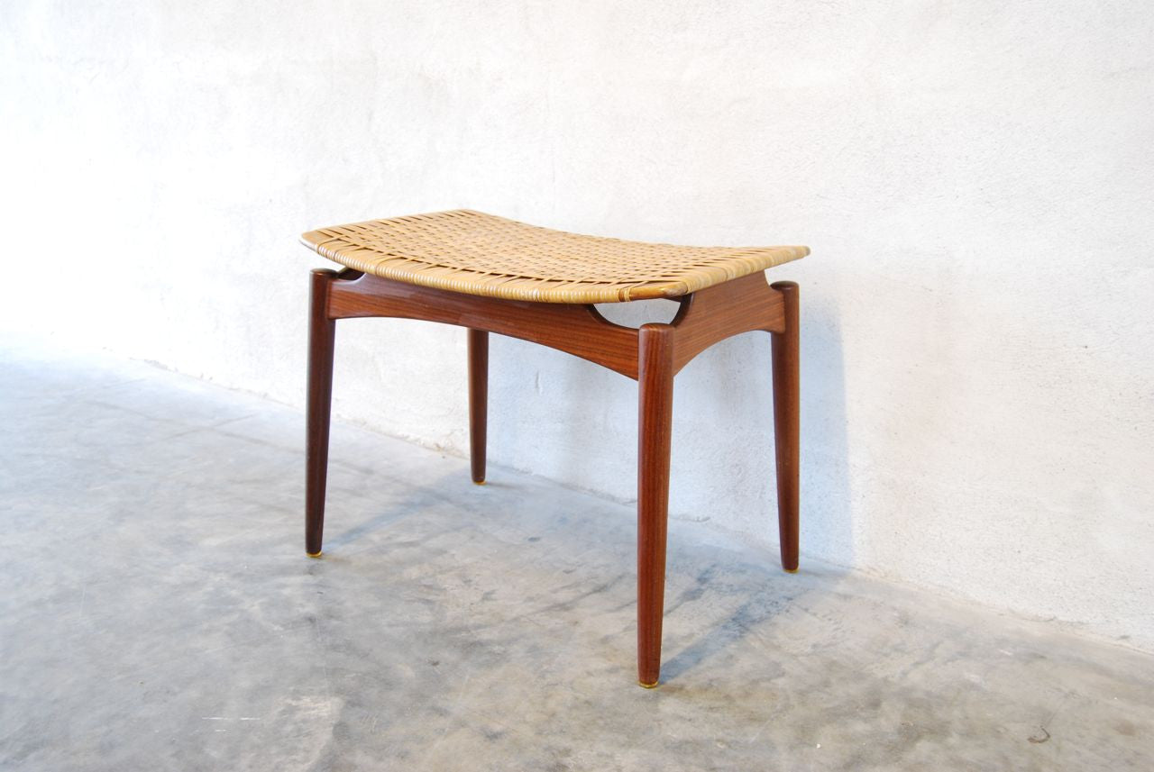 Foot stool with woven cane detail
